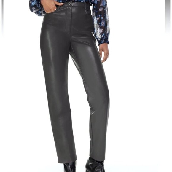 Wilfred The Melina Vegan Leather High rise Straight pants peppercorn grey size 2 - Picture 10 of 10